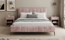 Designer Polsterbett Astrid in Cord mit Stauraum