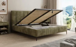 Designer Polsterbett Astrid in Cord mit Stauraum