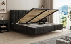 Designer Polsterbett Astrid in Cord mit Stauraum