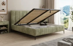 Designer Polsterbett Astrid in Cord mit Stauraum
