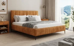 Designer Polsterbett Astrid in Cord mit Stauraum