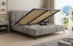 Designer Polsterbett Astrid in Cord mit Stauraum