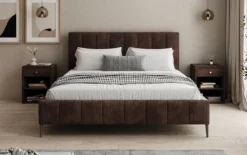 Designer Polsterbett Astrid in Cord mit Stauraum