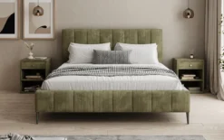 Designer Polsterbett Astrid in Cord mit Stauraum