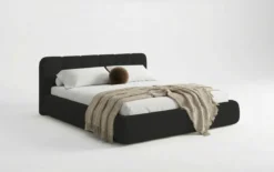 Designer Polsterbett Avelo in Bouclé mit Stauraum