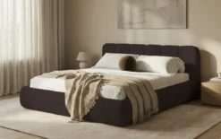 Designer Polsterbett Avelo in Bouclé mit Stauraum