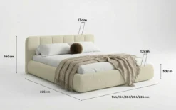 Designer Polsterbett Avelo in Bouclé mit Stauraum
