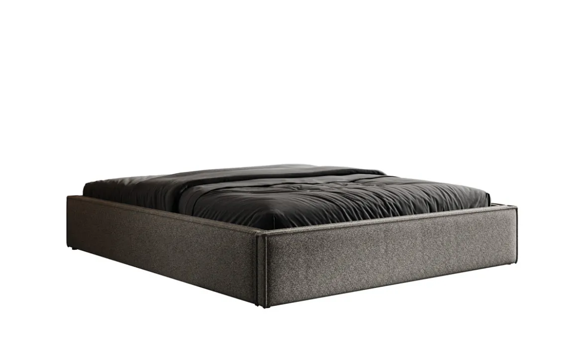 Designer Polsterbett Base mit Stauraum ohne Headboard in Strukturstoff