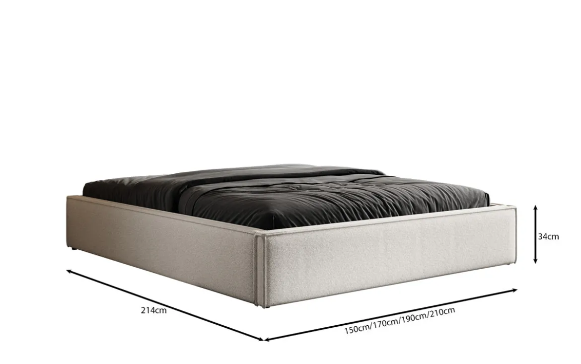 Designer Polsterbett Base mit Stauraum ohne Headboard in Strukturstoff