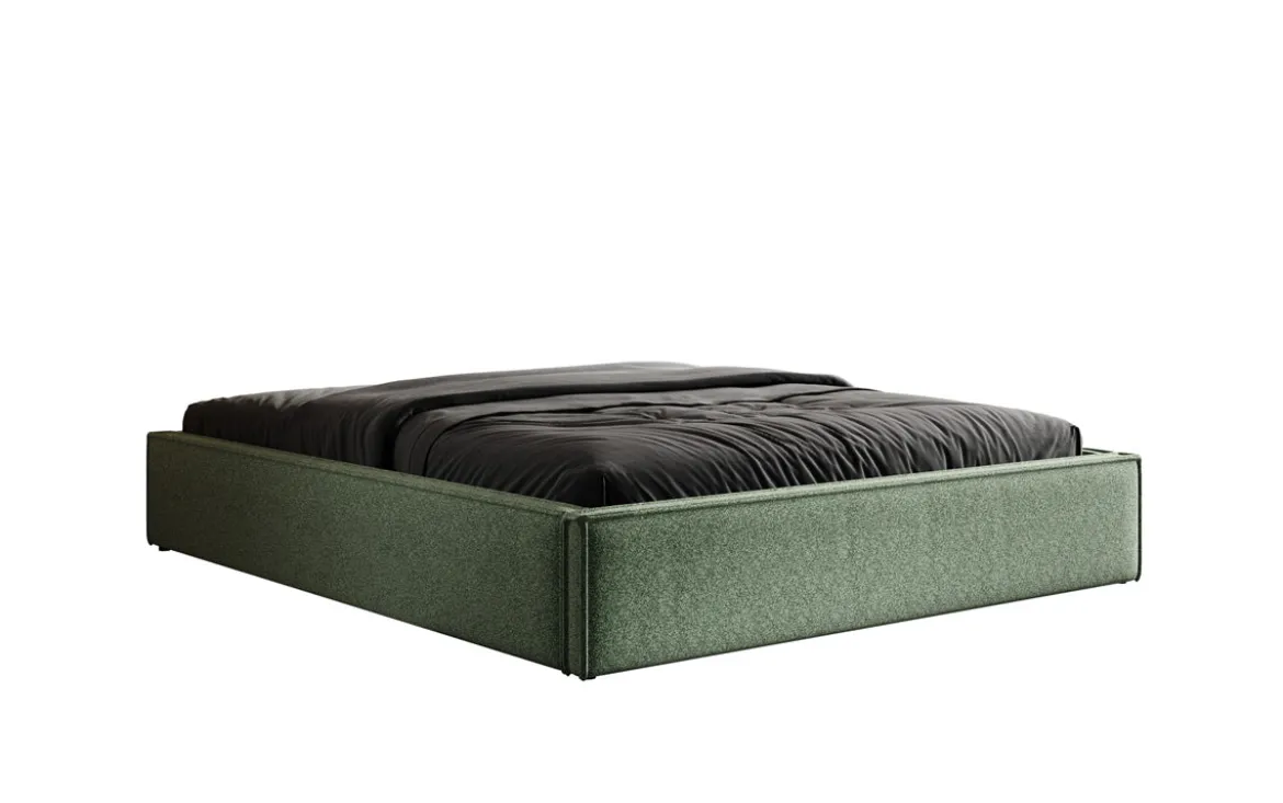 Designer Polsterbett Base mit Stauraum ohne Headboard in Strukturstoff