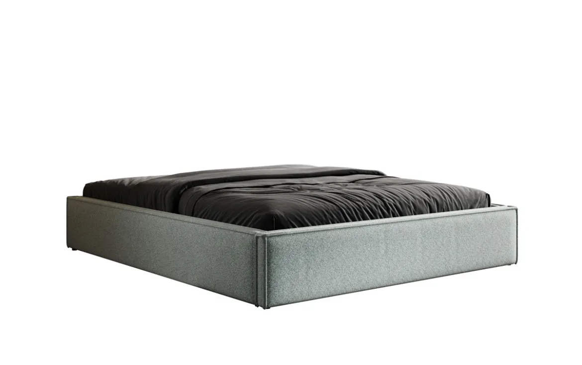 Designer Polsterbett Base mit Stauraum ohne Headboard in Strukturstoff