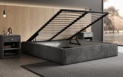 Designer Polsterbett Base mit Stauraum ohne Headboard in Cord