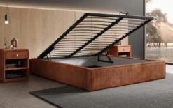 Designer Polsterbett Base mit Stauraum ohne Headboard in Cord