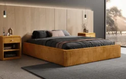 Designer Polsterbett Base mit Stauraum ohne Headboard in Cord