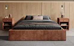 Designer Polsterbett Base mit Stauraum ohne Headboard in Cord