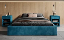 Designer Polsterbett Base mit Stauraum ohne Headboard in Cord