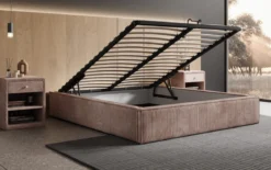 Designer Polsterbett Base mit Stauraum ohne Headboard in Cord