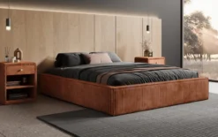 Designer Polsterbett Base mit Stauraum ohne Headboard in Cord
