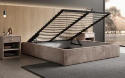 Designer Polsterbett Base mit Stauraum ohne Headboard in Cord