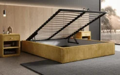 Designer Polsterbett Base mit Stauraum ohne Headboard in Cord
