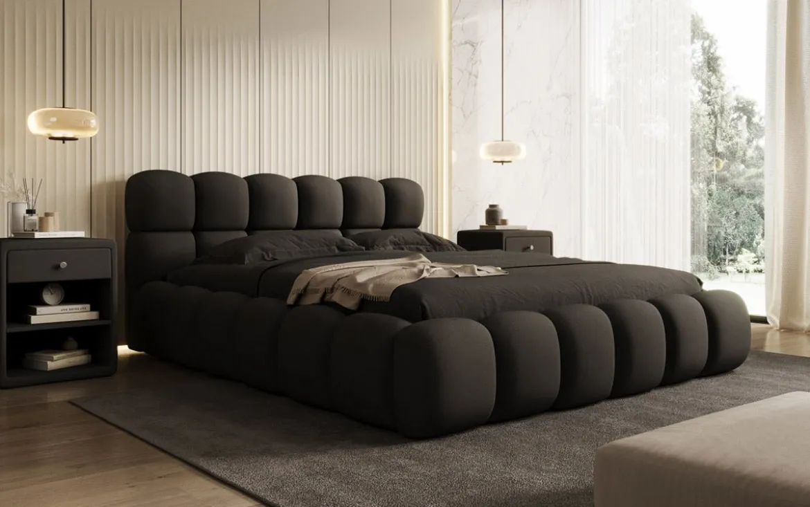Designer Polsterbett Boston Stoff mit Stauraum