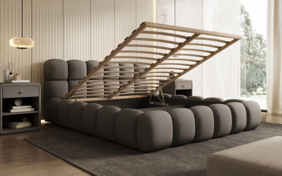 Designer Polsterbett Boston Stoff mit Stauraum