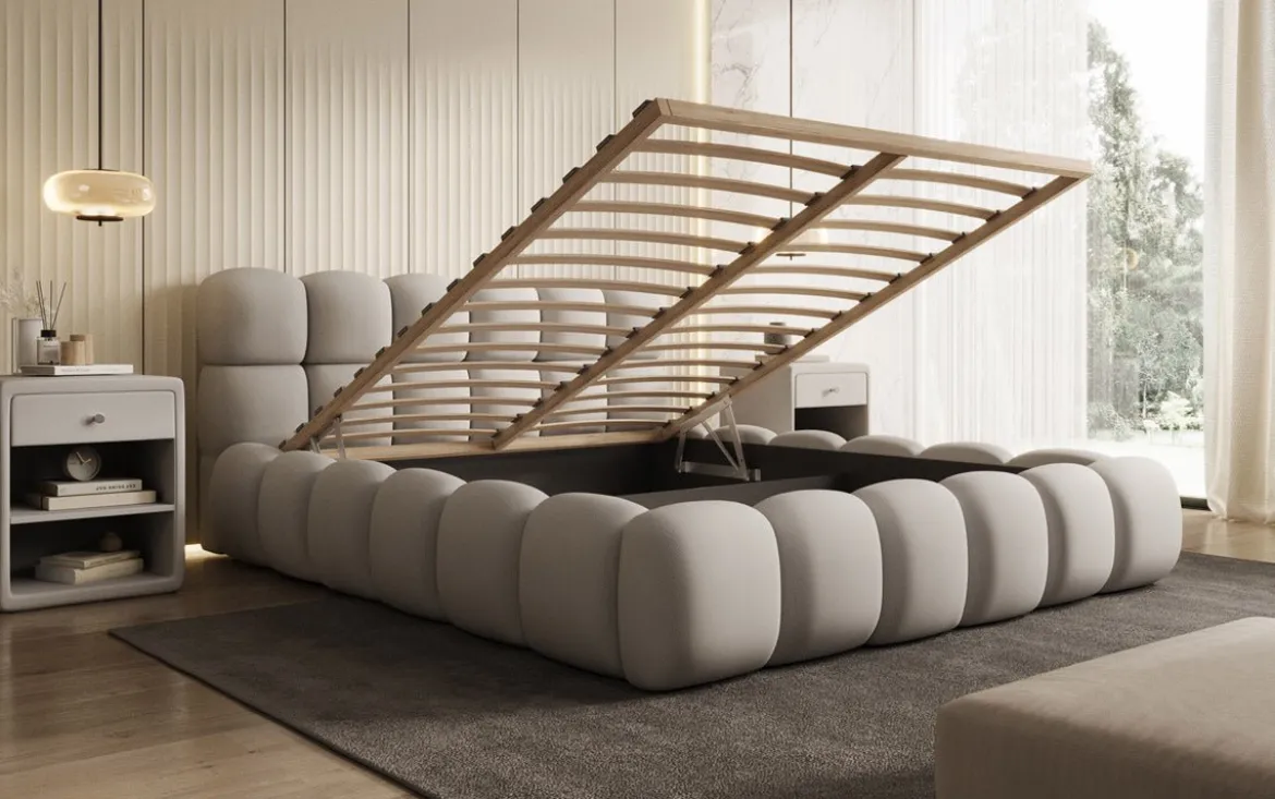 Designer Polsterbett Boston Stoff mit Stauraum