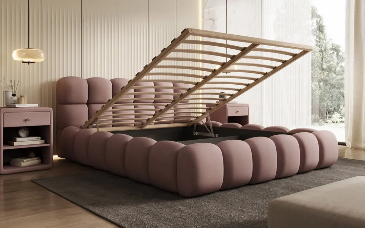 Designer Polsterbett Boston Stoff mit Stauraum