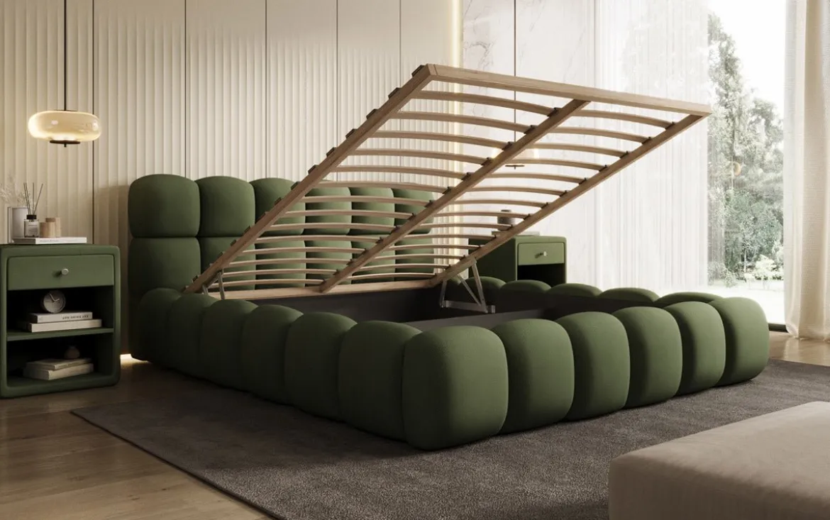 Designer Polsterbett Boston Stoff mit Stauraum