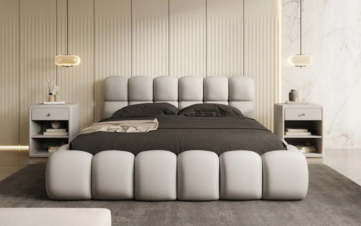 Designer Polsterbett Boston Stoff mit Stauraum