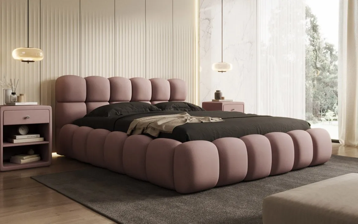 Designer Polsterbett Boston Stoff mit Stauraum