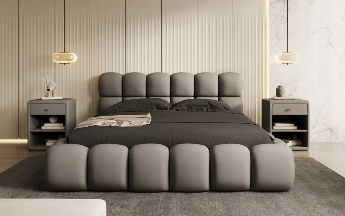 Designer Polsterbett Boston Stoff mit Stauraum