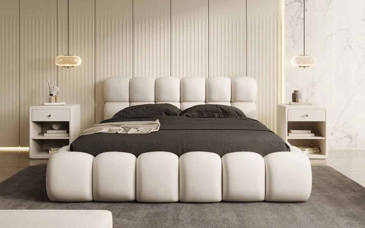Designer Polsterbett Boston Stoff mit Stauraum