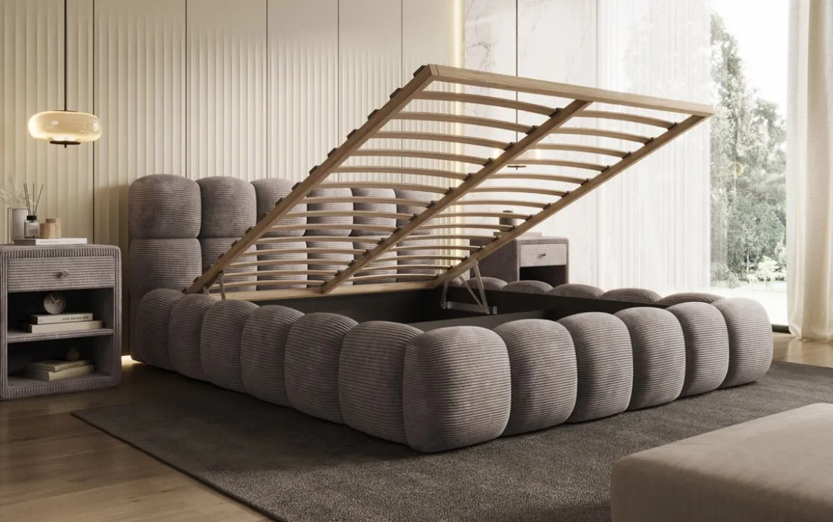 Designer Polsterbett Boston Cord mit Stauraum