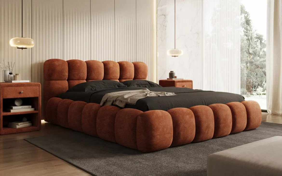 Designer Polsterbett Boston Cord mit Stauraum