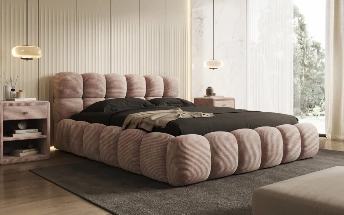 Designer Polsterbett Boston Cord mit Stauraum