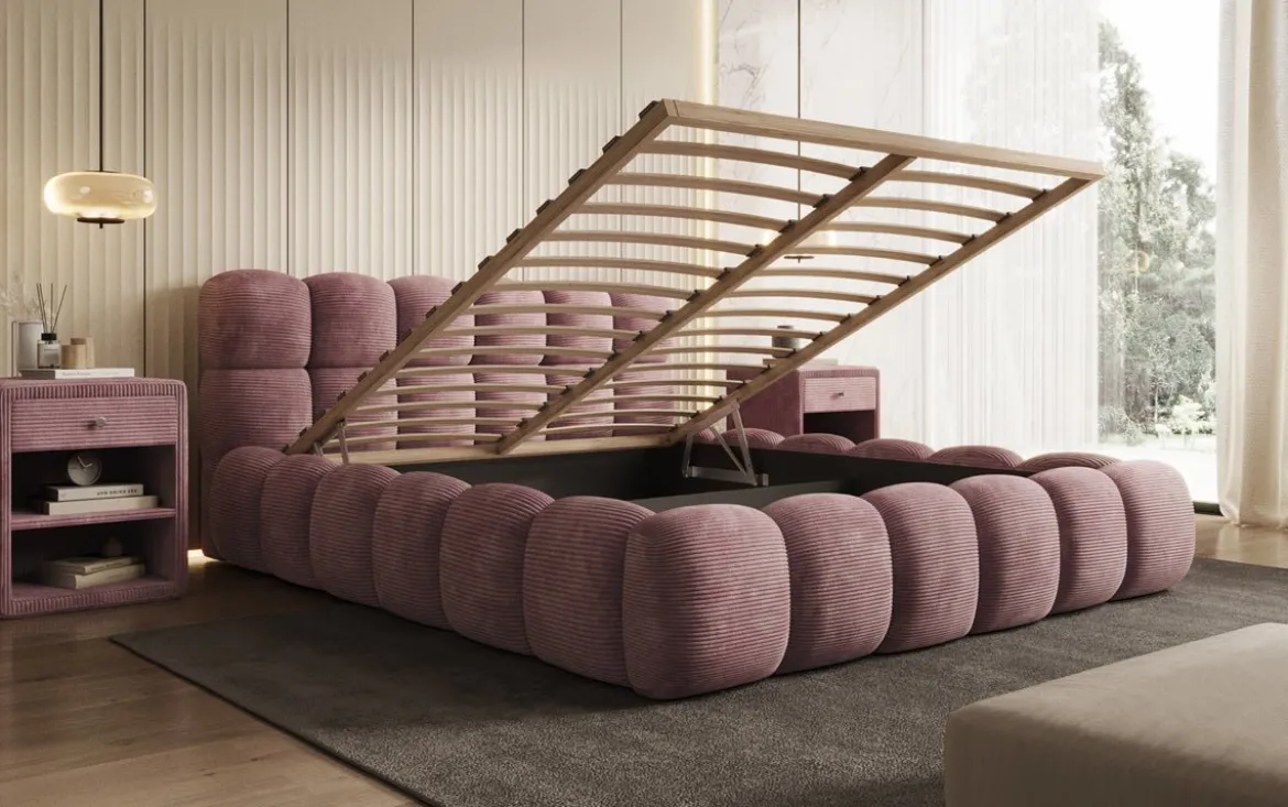 Designer Polsterbett Boston Cord mit Stauraum