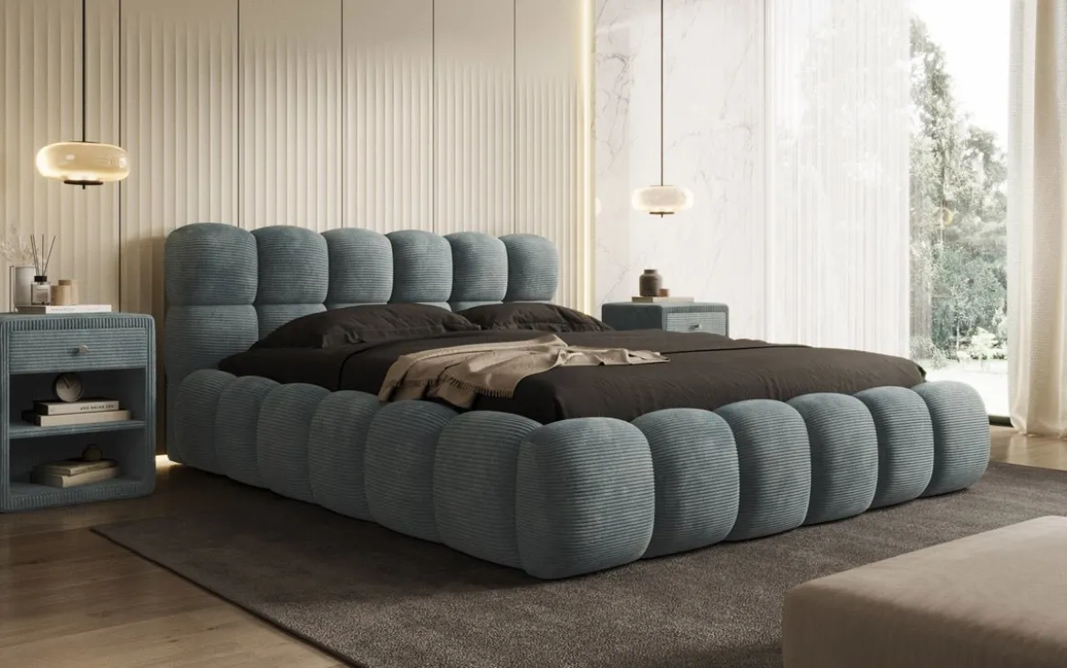Designer Polsterbett Boston Cord mit Stauraum