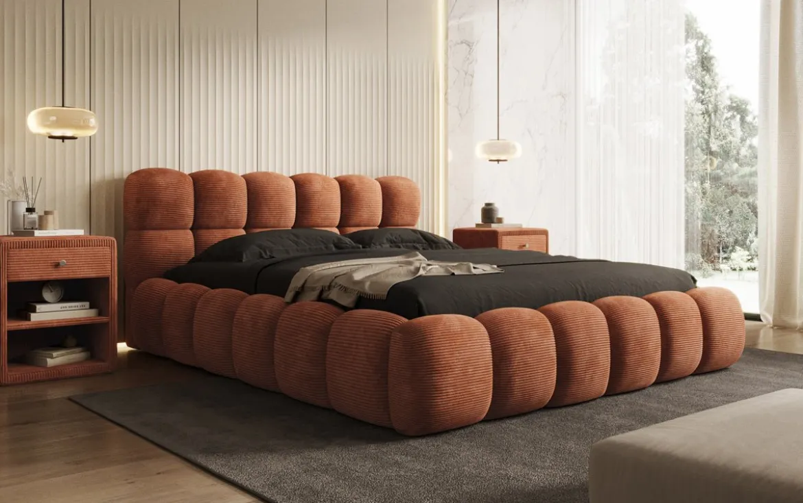 Designer Polsterbett Boston Cord mit Stauraum