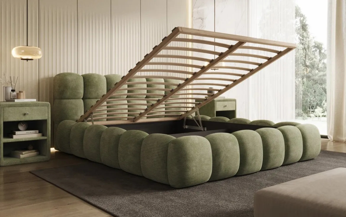 Designer Polsterbett Boston Cord mit Stauraum