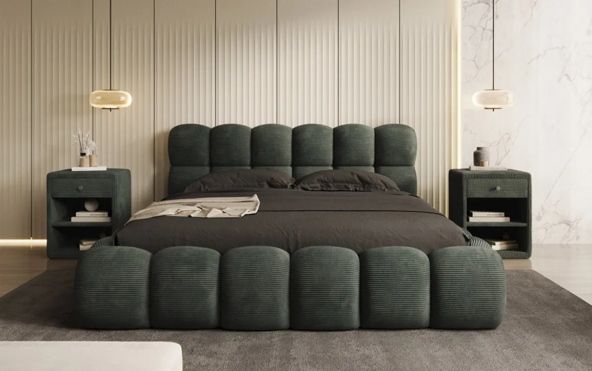 Designer Polsterbett Boston Cord mit Stauraum