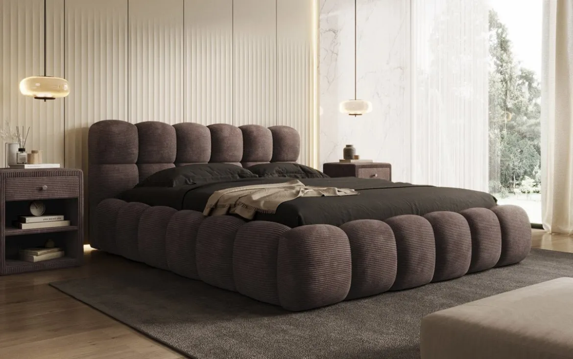 Designer Polsterbett Boston Cord mit Stauraum