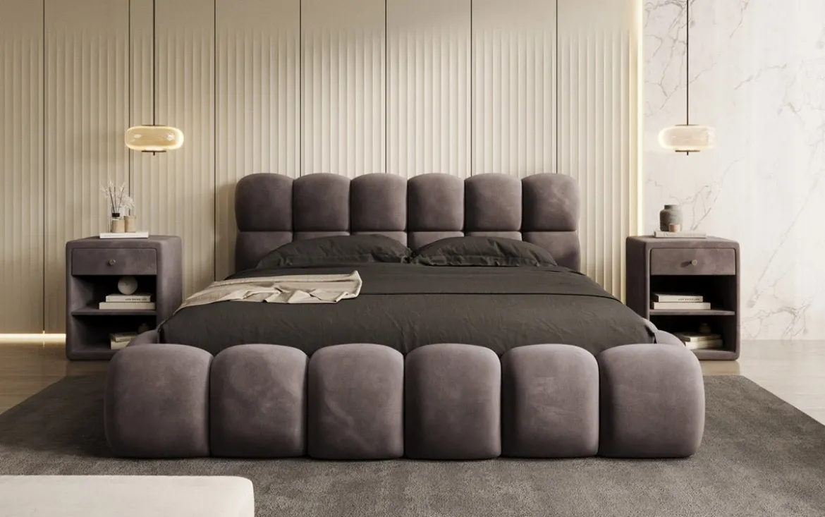 Designer Polsterbett Boston Samt mit Stauraum