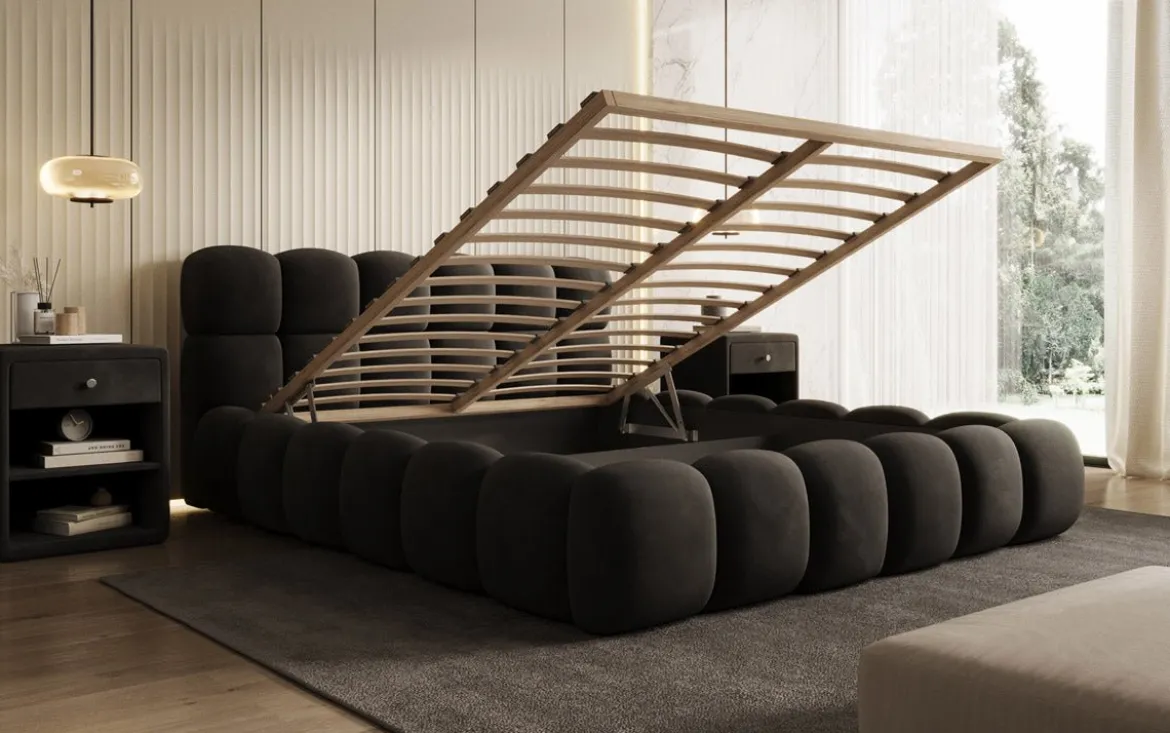 Designer Polsterbett Boston Samt mit Stauraum