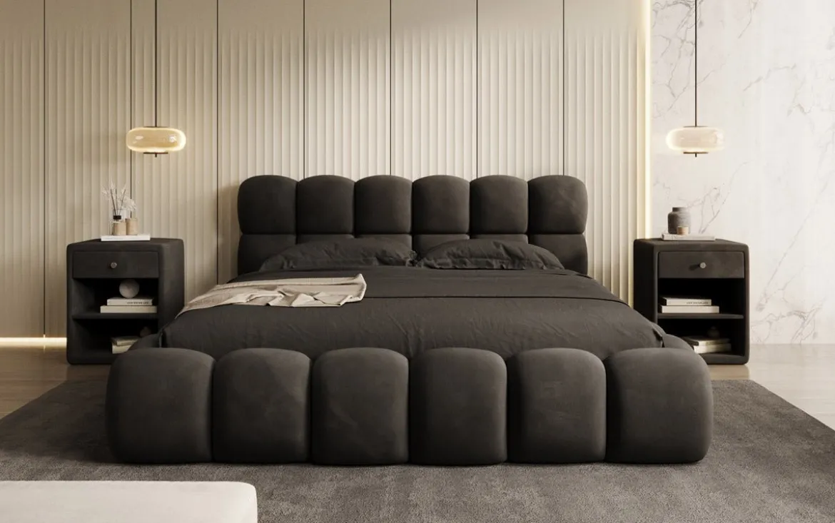Designer Polsterbett Boston Samt mit Stauraum