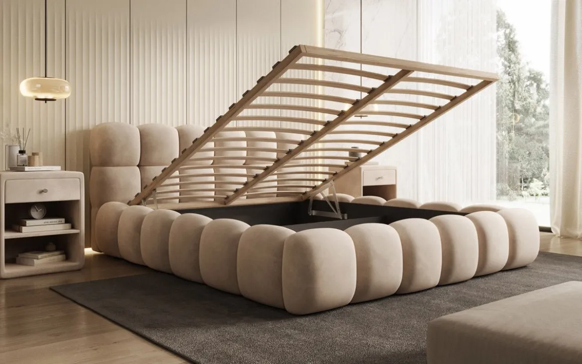Designer Polsterbett Boston Samt mit Stauraum