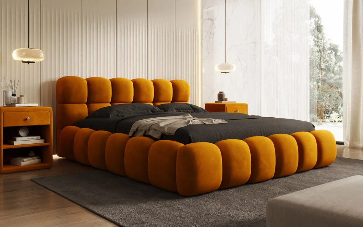 Designer Polsterbett Boston Samt mit Stauraum