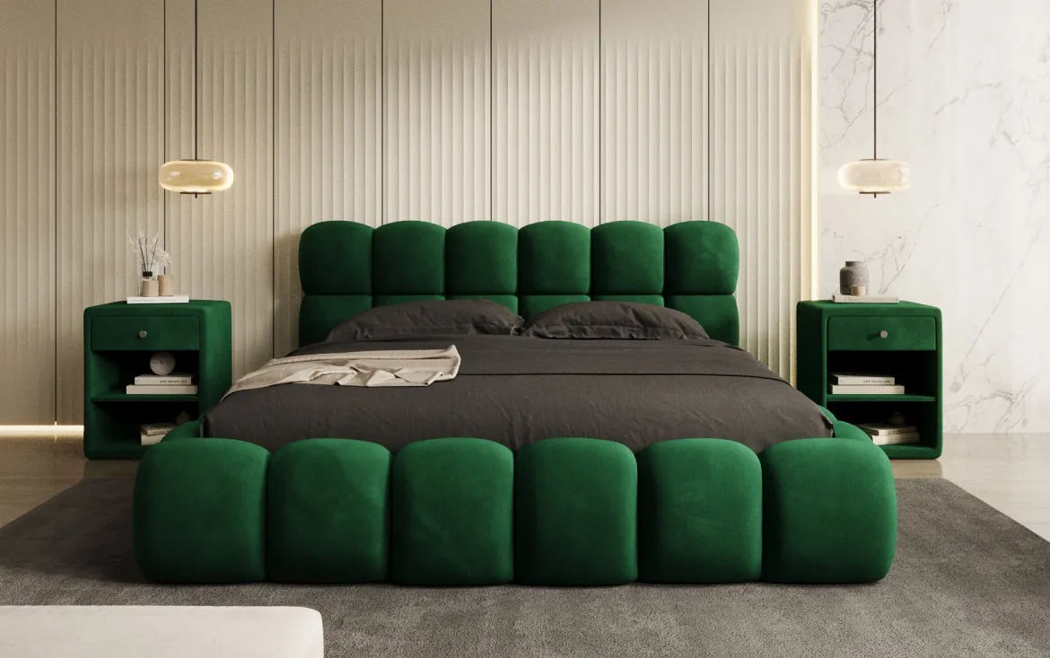 Designer Polsterbett Boston Samt mit Stauraum