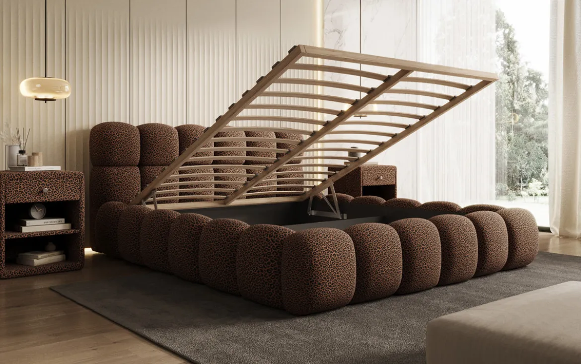 Designer Polsterbett Boston Wild Edition mit Stauraum