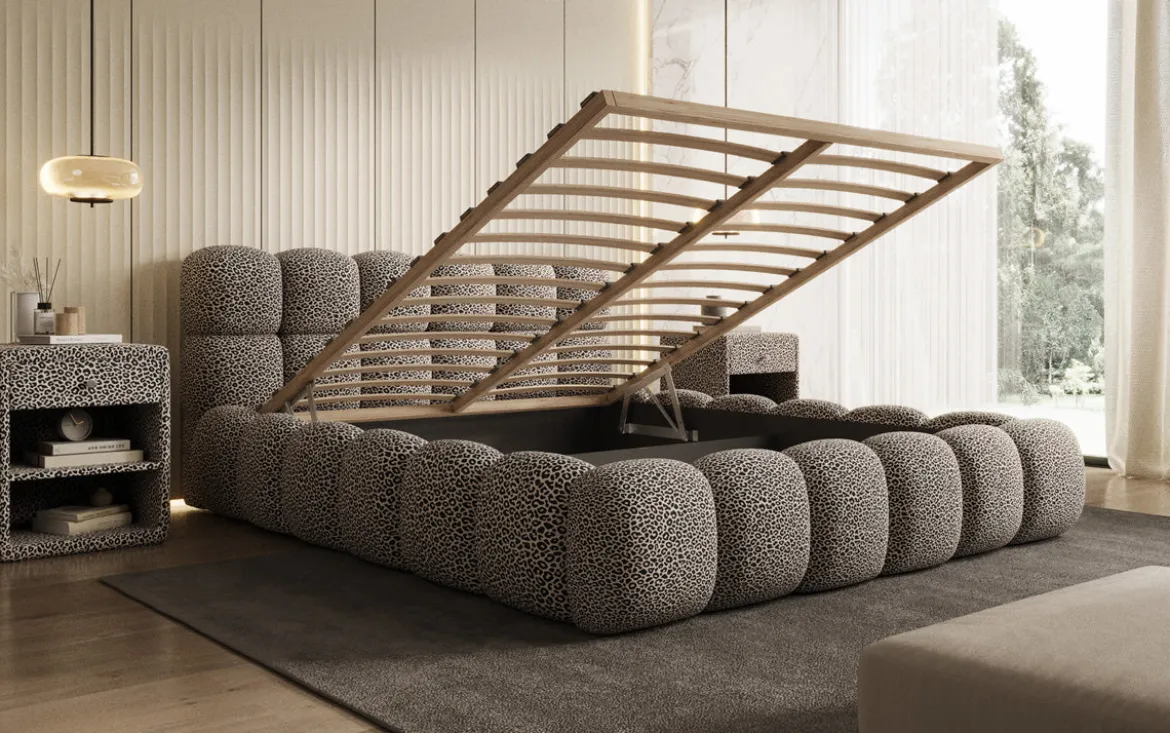 Designer Polsterbett Boston Wild Edition mit Stauraum